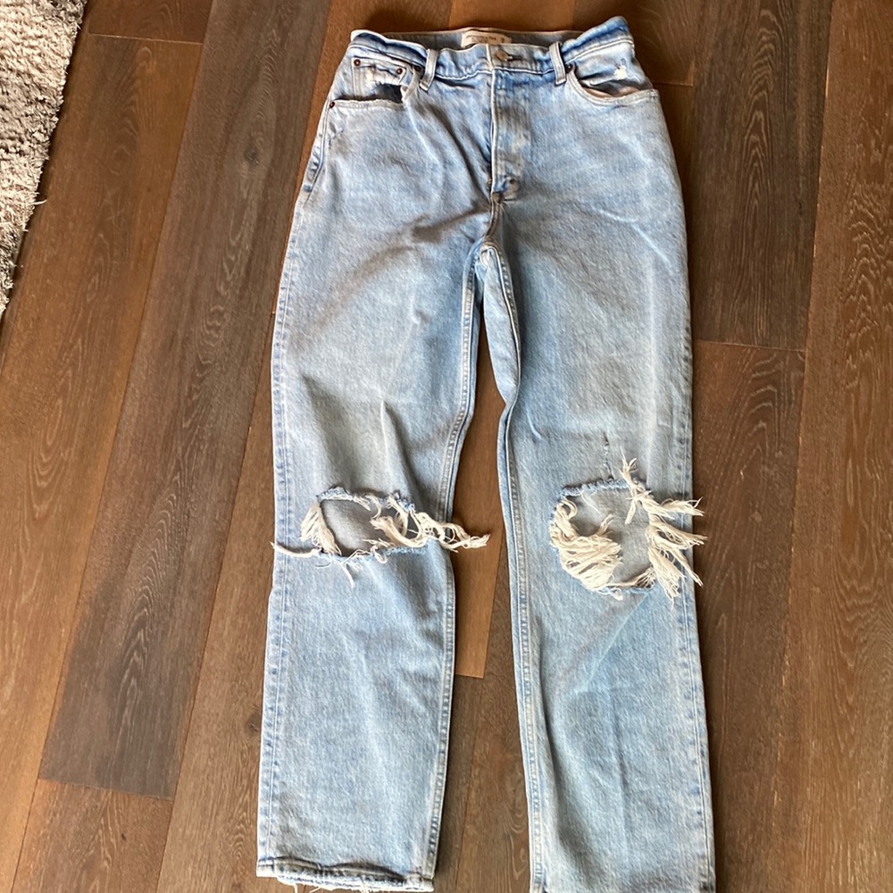 Abercrombie light wash jeans with rips